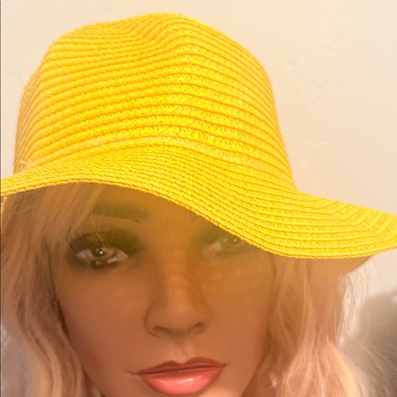 (0349) Unisex Bright Yellow Wide-Brimmed Sun Hat - Picture 3 of 5